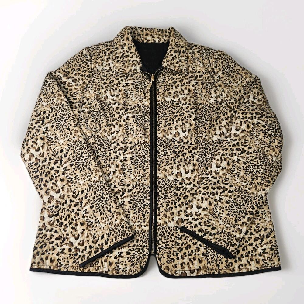 Reversible Jacket Leopard Print & Black Quilted Jacket Women’s Medium